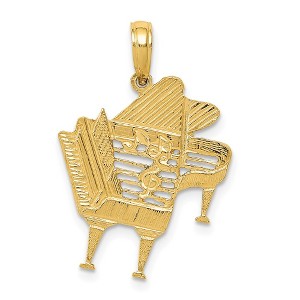 Black Bow Jewelry 14k Yellow Gold Textured Baby Grand Piano Pendant - 1 of 4