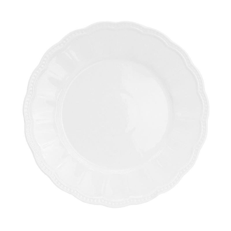 Hometrends Ultra Durable 12 Piece Fine Ceramic Embossed Dinnerware Set in White, 4 of 9