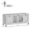 LAOTIES Wooden Rabbit Hutch with Wheels,Bunny Cage for Indoor Outdoor Use,Openable Roof,Divider And Removable Tray - 2 of 4
