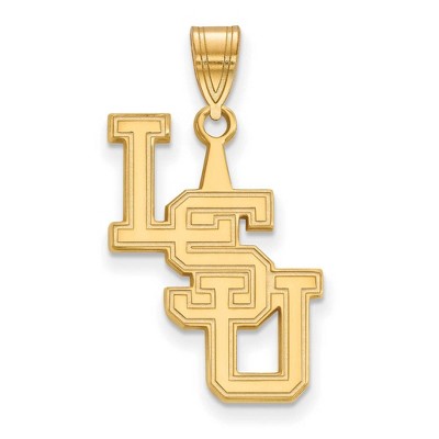 Black Bow Jewelry 14k Yellow Gold Louisiana State Fighting Tigers NCAA Large Pendant