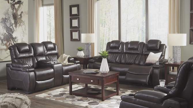 Warnerton Power Recliner Loveseat with Console and Adjustable Headrest Chocolate - Signature Design by Ashley, 2 of 27, play video