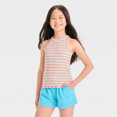 Girls' Ribbed Striped Tank Top - Cat & Jack™