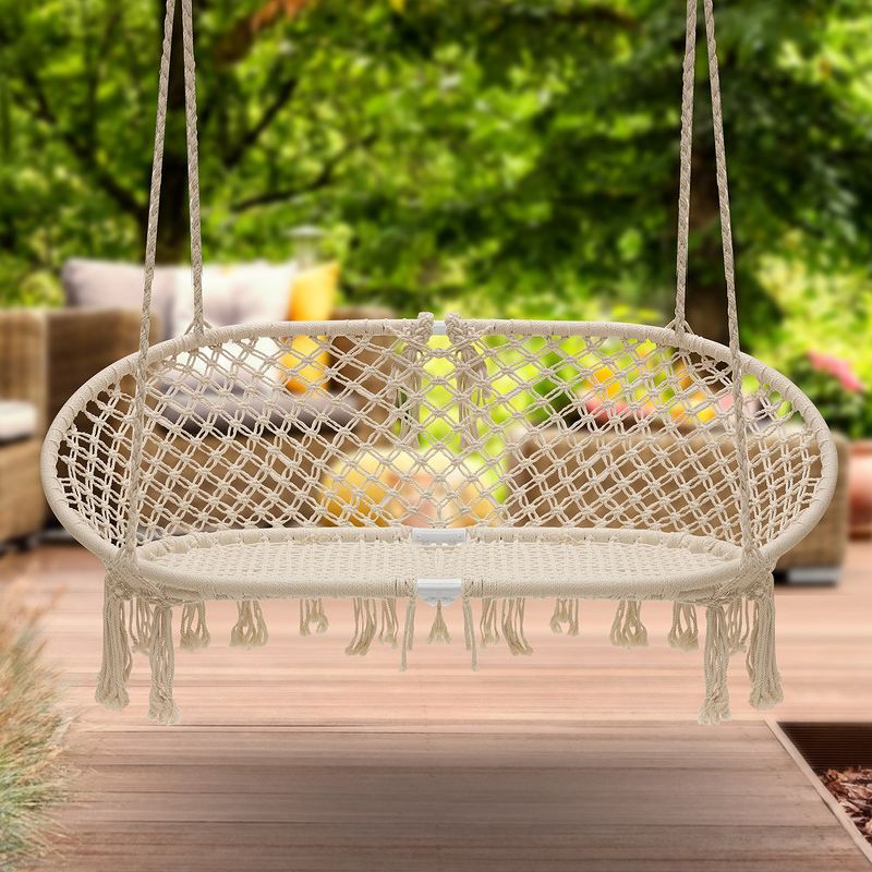Sorbus Double Hammock Chair Macramé Swing, 300 Pound Capacity, Perfect for Indoor/Outdoor Home, Patio, Deck, Yard, Garden, 2 of 7