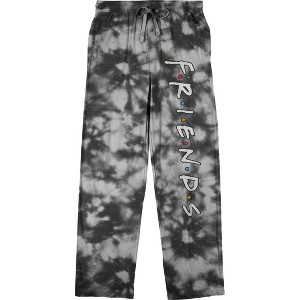 Friends TV Logo Men's Black & White Leopard Print Sleep Pajama Pants - 1 of 4