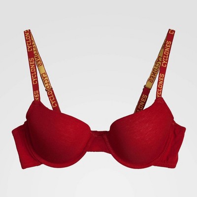 NCAA Iowa State Cyclones Demi Cup Bra with Logo Elastic - Crimson 36B