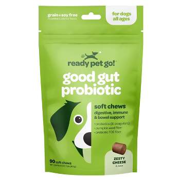 Ready Pet Go Probiotic Chews for Dogs Gut Health Immunity Itchy Skin and Seasonal Allergies, Probiotics for Dogs Digestive Health, Cheese Flavor, 90ct
