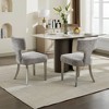 Okak Mid Century Dining Chairs Set of 2, Curved Linen Upholstered Back with Copper Nailheads, Solid Hardwood Frame Accent Chair - 4 of 4