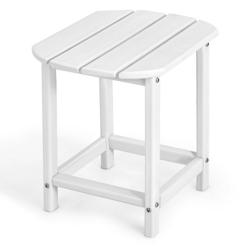 Costway 18'' Patio Adirondack Side Table Weather Resistant Garden Yard White, 1 of 8