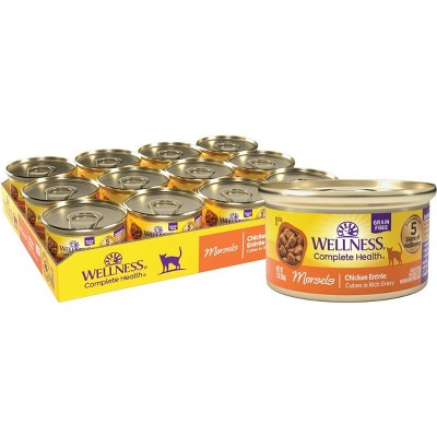 Wellness Complete Health Morsels Chicken Entree Grain-Free Canned Cat Food, 3-oz, Case of 24