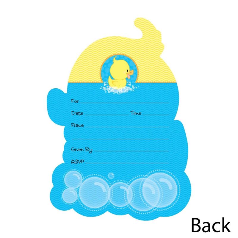 Big Dot of Happiness Ducky Duck - Shaped Fill-in Invitations - Baby Shower or Birthday Party Invitation Cards with Envelopes - Set of 12, 3 of 7