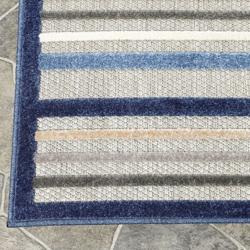 Coastal Geometric Casual Stripe Indoor Outdoor Area Rug by Blue Nile Mills, 4 of 10