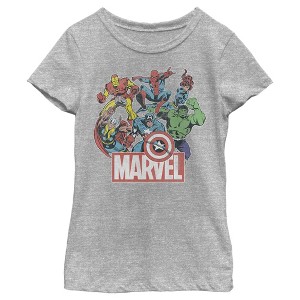 Girl's Marvel Classic Hero Collage T-Shirt - 1 of 4