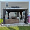 PURPLE LEAF Permanent Hardtop Gazebo Aluminum Frame Gazebo with Galvanized Steel Double Roof, UV-Resistant, Netting & Curtains included - Grey - 2 of 4