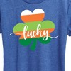 Women's - Instant Message - Lucky Striped Shamrock Short Sleeve Graphic T-Shirt - 2 of 4