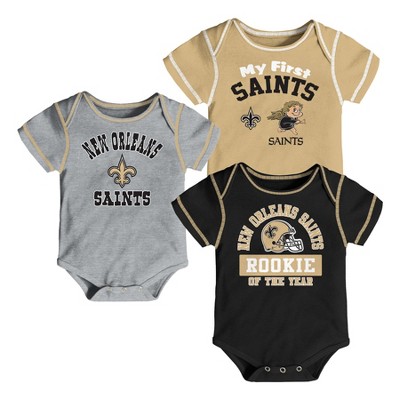 NFL New Orleans Saints Boys' Newest Fan 3pk Bodysuit Set 18 M