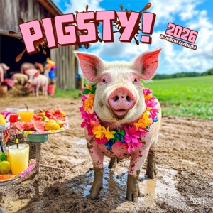 BrownTrout Pigsty 2026 12"x24" Hanging Square Wall Calendar Plastic-Free - 1 of 4