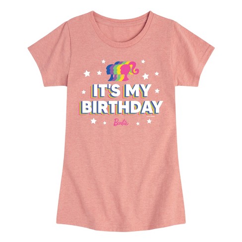 Barbie It s My Birthday Fitted Short Sleeve Graphic T shirt Desert Pink 2t Target