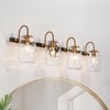 LNC Erharting Polished Gold and Ripple Glass Mason Jar Modern/Contemporary Vanity Lights, 1 Light/ 2 Light/3 Light/4 Light - 2 of 4