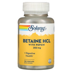 Solaray Betaine HCL with Pepsin, 250 mg, 180 VegCaps - 1 of 4
