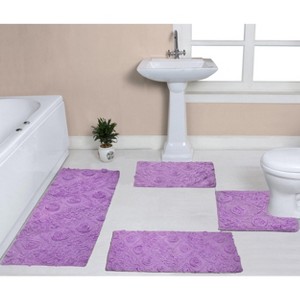 Modesto Bath Rug Bathroom Rugs Set, Washable Rug, Extra Soft and Absorbent bath Rug, Bath Mat Set, Non-Slip, 4 Pcs Set with Runner, Purple - 1 of 4