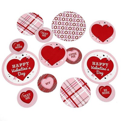 Big Dot of Happiness Conversation Hearts - Valentine's Day Giant Circle Confetti - Party Decorations - Large Confetti 27 Count