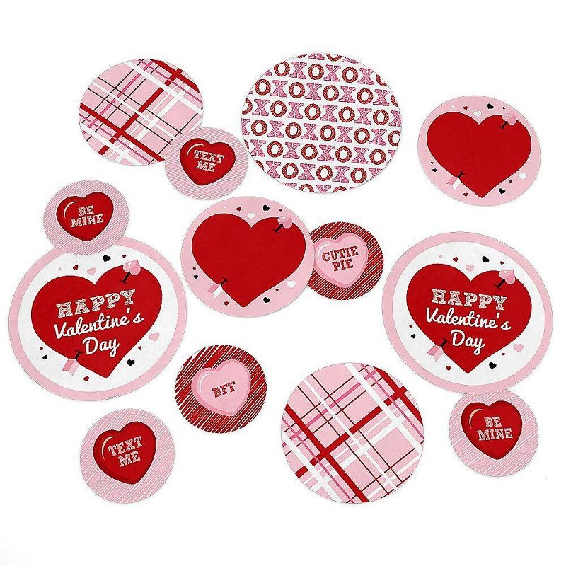 Big Dot of Happiness Conversation Hearts - Valentine's Day Giant Circle Confetti - Party Decorations - Large Confetti 27 Count, 1 of 8