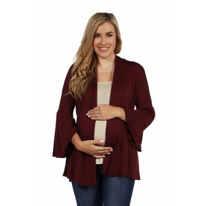 24seven Comfort Apparel Bell Sleeve Flared Open Front Maternity Cardigan - 1 of 4