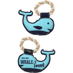 Pavilion Gift Company - Whale-y Loved - 8" Canvas Dog Toy on Rope - Pet Toy - 1 of 4