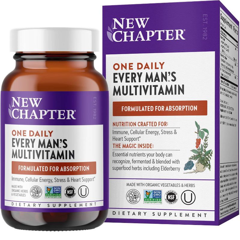 New Chapter Men&#39;s Organic One Daily with Immune, Stress, Heart + Energy Support Tablets - 30ct, 5 of 11