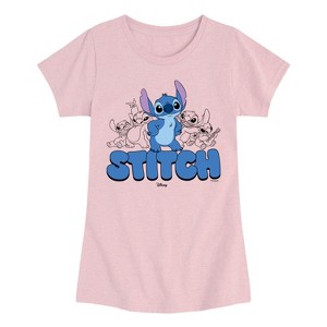 Girls' - Disney - Stitch Group Fitted Short Sleeve Graphic T-Shirt - 1 of 3