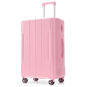 Syemin Luggage Hardshell Luggage Lightweight Durable ABS Suitcases with Double Wheels, Expandable 24" Checked Travel Luggage, Pink, 15.9"*10.2"*25.8" - 1 of 4