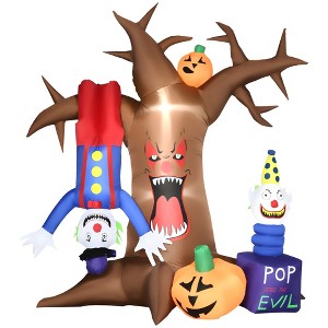 Outsunny 94.5" Inflatable Halloween Ghost Tree with Upside-down Clown Pumpkins, Blow-Up LED Display Indoor Outdoor for Garden, Lawn, Party, Holiday - 1 of 4
