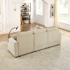 6-Seat Corduroy Deep Seat Sofa Set with Storage, Cup Holders & Phone Pockets, 22.5" Spacious Seating and Solid Wood Base - 3 of 4