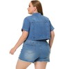 Agnes Orinda Women's Plus Size Short Sleeve Button-Down Cropped Denim Jean Jackets - 4 of 4
