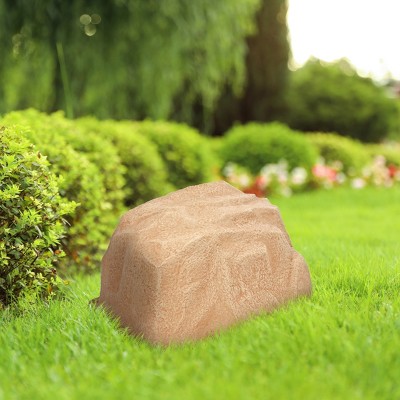 Sand Polyresin Low-Profile Garden Rock Cover with Stakes