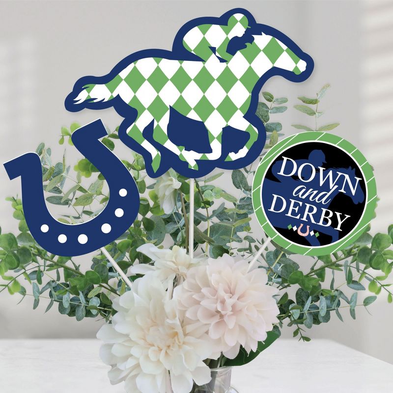 Big Dot of Happiness Kentucky Horse Derby - Horse Race Party Centerpiece Sticks - Table Toppers - Set of 15, 1 of 8