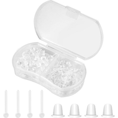 80pcs Hypoallergenic Plastic Stud Earrings - 3mm Medical Grade for Sensitive Ears