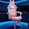 YOOCOZZ Gaming Chair with Footrest,Headrest and Lumbar Support-Pink and White - 3 of 4