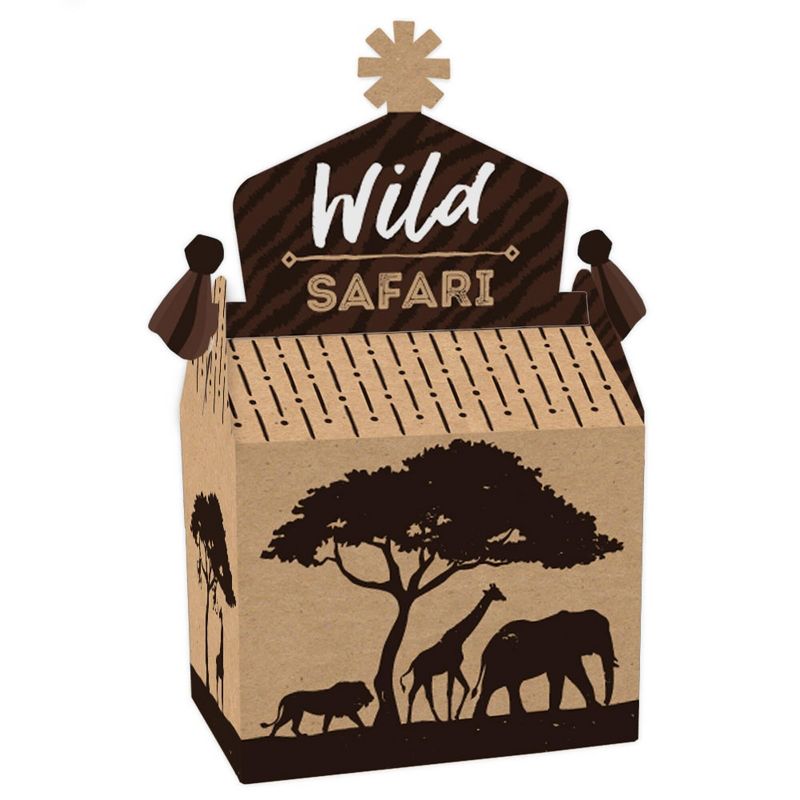 Big Dot of Happiness Wild Safari - Treat Box Party Favors - African Jungle Adventure Birthday Party or Baby Shower Goodie Gable Boxes - Set of 12, 1 of 9