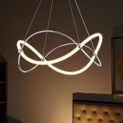 Rennnsan Brenthra 25"W Linear Aluminum Modern LED Dimmable Chandelier in Silver