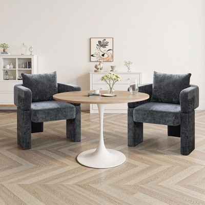 Dolonm 28.5 in.Chenille Accent Chair with Removable Pillow, 3 Legs Compact Armchair for Small Spaces