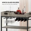 3-Tier Industrial Bar Cart with Wheels,Rolling Serving Cart with 2 Removable Trays, Wine Rack & Glass Holders for Kitchen, Dining Room, Living Room - 4 of 4