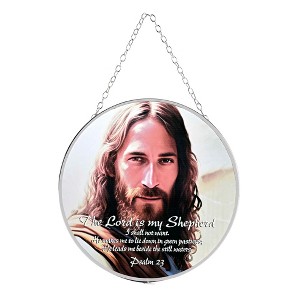 Dicksons The Lord is My Shepherd Psalm 23 Brown/Black 6 x 6 Inch Metal/Glass Window Suncatcher - 1 of 2