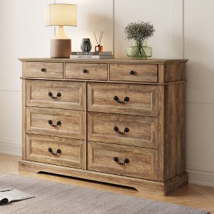 LINSY HOME Farmhouse Rustic Dresser with Large Drawers, Spacious Bedroom Storage Cabinet - 1 of 4
