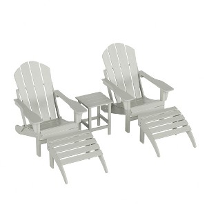 WestinTrends Malibu HDPE Outdoor Patio Folding Poly Adirondack Chairs with Ottomans and Side Table (5-Piece Conversation Set) - 1 of 4