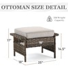 Gymojoy 2 Pieces Outdoor Patio Rattan Ottomans with cushions - 2 of 4