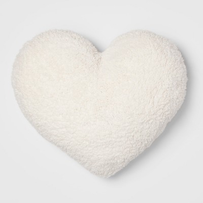 Sherpa Oversize Heart Throw Pillow Cream
