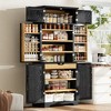 KTMBDW Farmhouse Kitchen Pantry Cabinet, 78" Tall Storage Cabinet with Adjustable Shelves & 6 Doors, Hidden Drawer, Wine Rack for Dining Room - 2 of 4