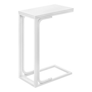 Monarch Specialties Accent Table C-Shaped End Side Snack Living Room Bedroom Metal Laminate White Contemporary Modern - 1 of 4