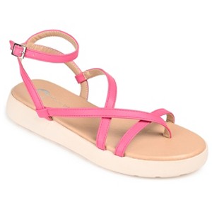 Journee Collection Womens Jeselia Tru Comfort Foam Ankle Strap Flat Sandals Pink 6 - 1 of 4